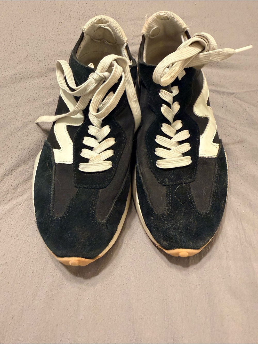 Women’s Suede Runner Sneakers in Black and White